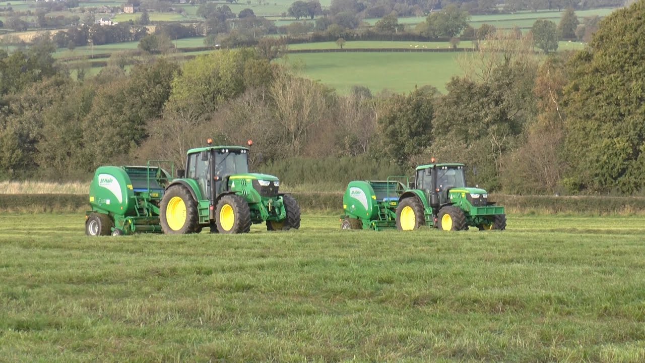 Two John Deere Tractors & Mchale 550 Balers Last of this years grass crop 17 10 2023