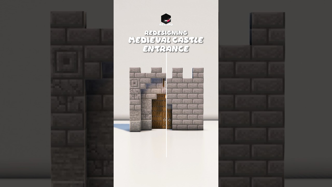 Redesign this simple medieval castle entrance! #minecraft #reimiho #minecraftdesign #fyp #mcbuilds