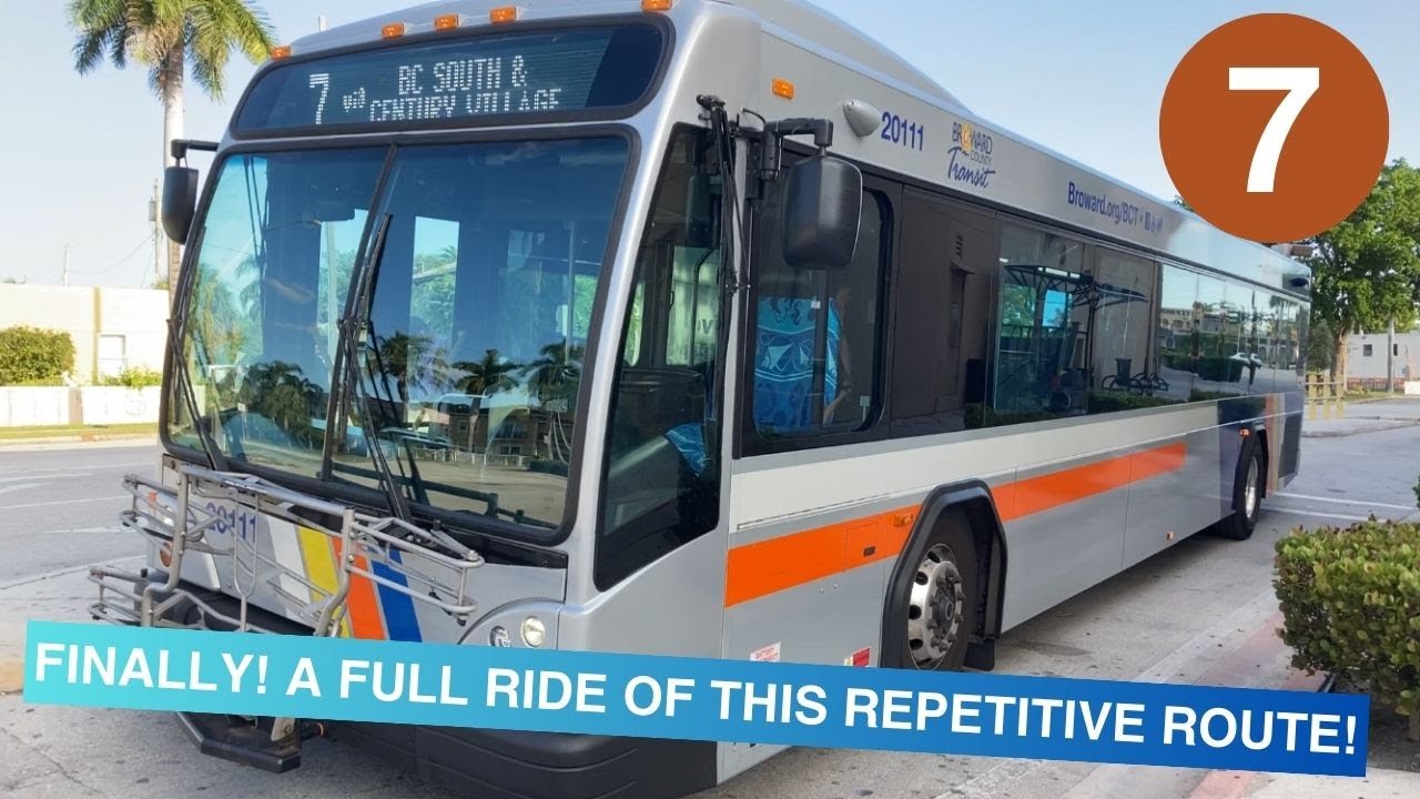 Riding Broward County Transit Bus 7, Young Circle to Pines Blvd & SW 196 Ave, 2020 Gillig BRT 40'