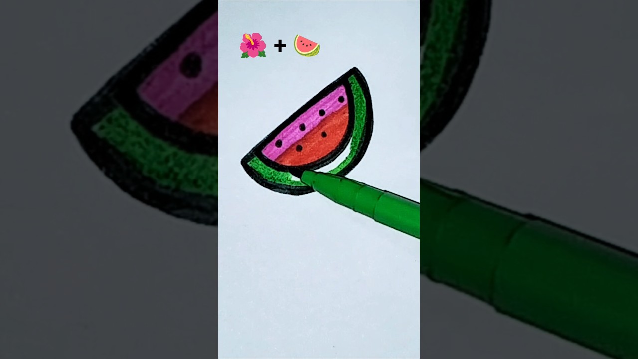 🌺+🍉=? Painting tutorial #art #shortsfeed #satisfying