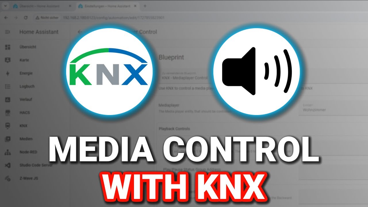 Бесплатный чертеж — управление медиа с помощью KNX через Home Assistant