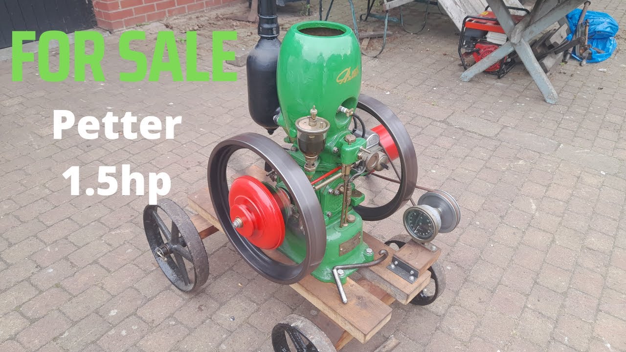 Petter M type 1.5hp hopper cooled vintage stationary engine first start, Now For Sale