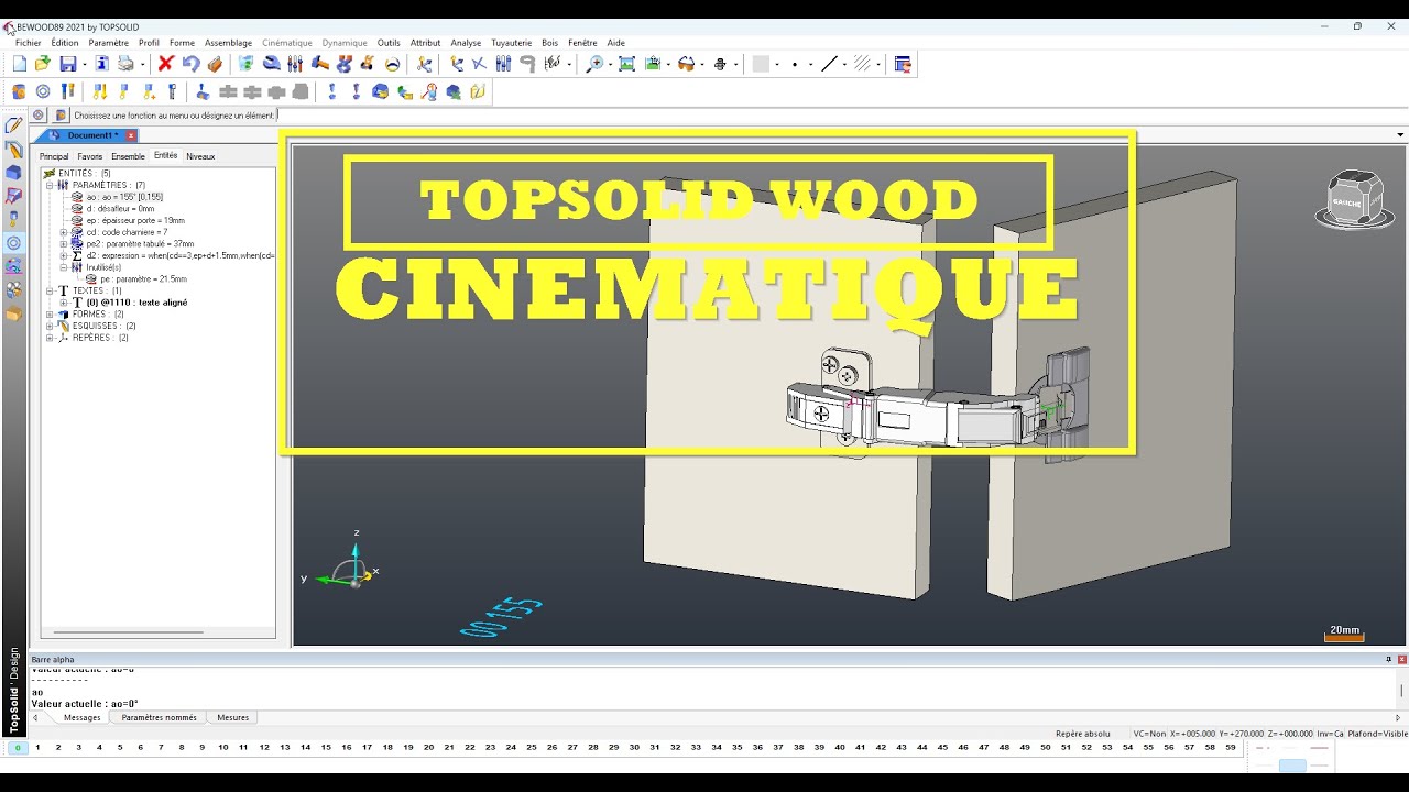 Tuto Topsolid Wood Cinématique sans le module cinématique  Charnière Blum