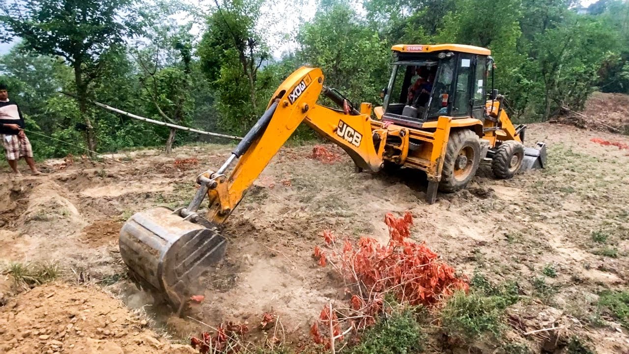 JCB 3DX Full Process: Narrow Mountain Road Construction & Digging
