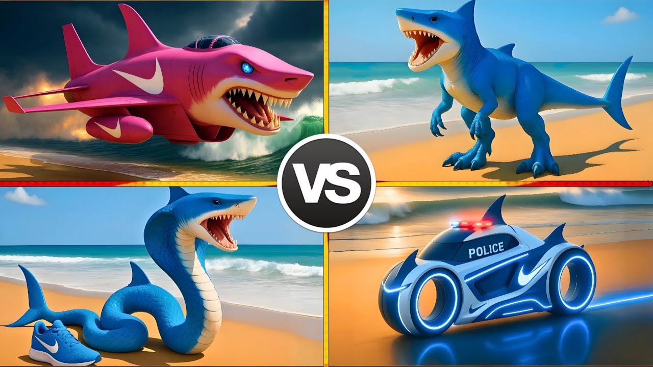 MEGA SHARK 🎉🤠😁BRAINROT AIRPLANE 🆚BRAINROT COBRA SNAKE 🆚BRAINROT DINOSAUR 🆚SHARK POLICE
