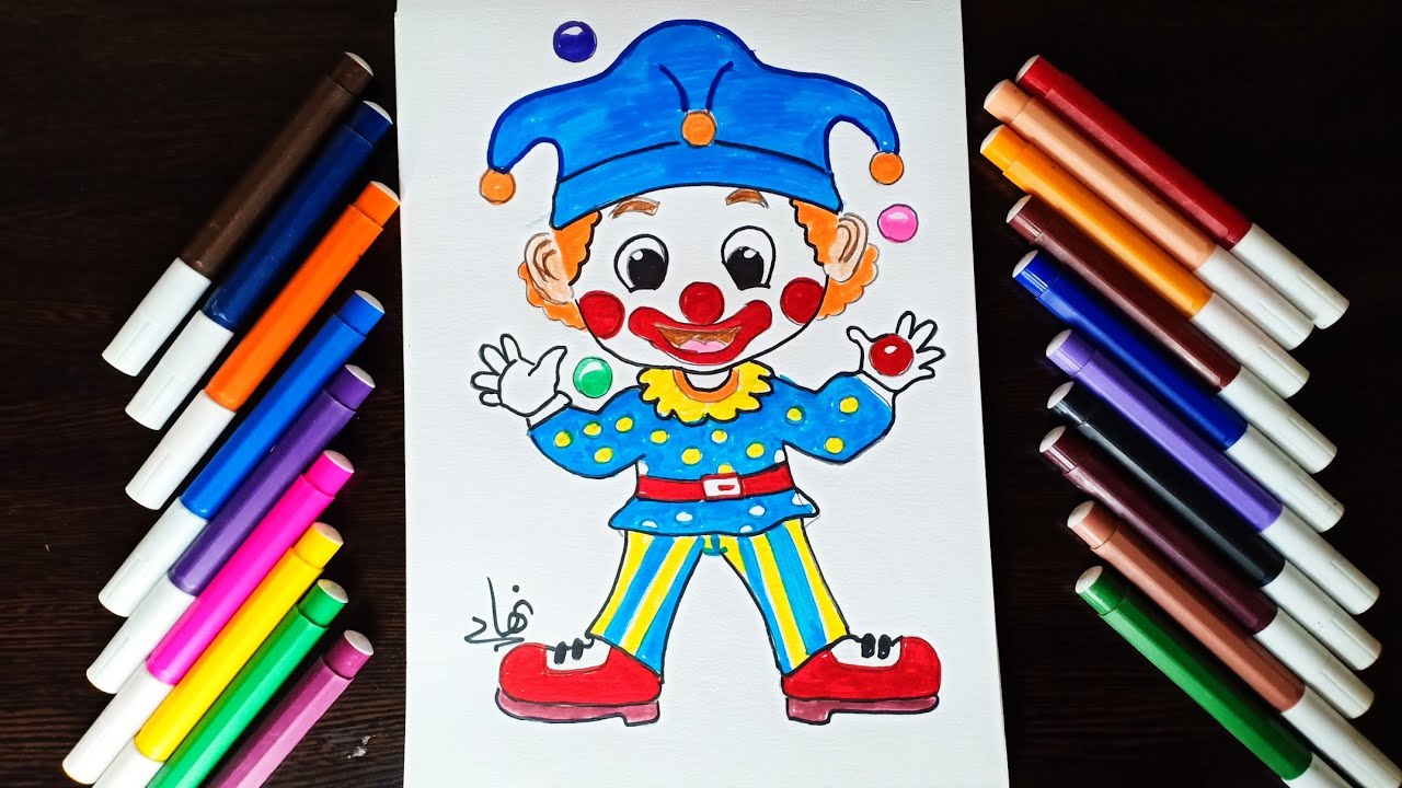 كيفيه رسم مهرج بطريقه سهله وبسيطه للمبتدئين خطوه بخطوه