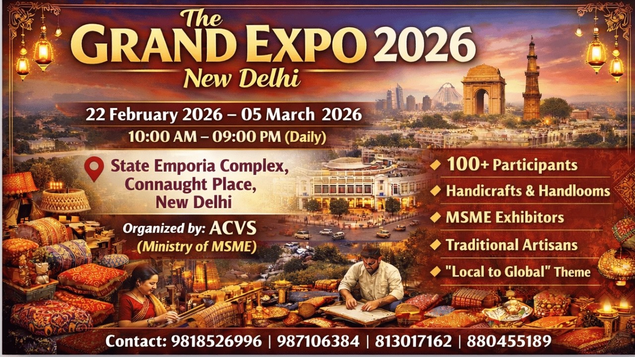 The Grand Expo 2026 Delhi | Connaught Place Exhibition | Handicraft Stalls | 22 Feb – 05 March