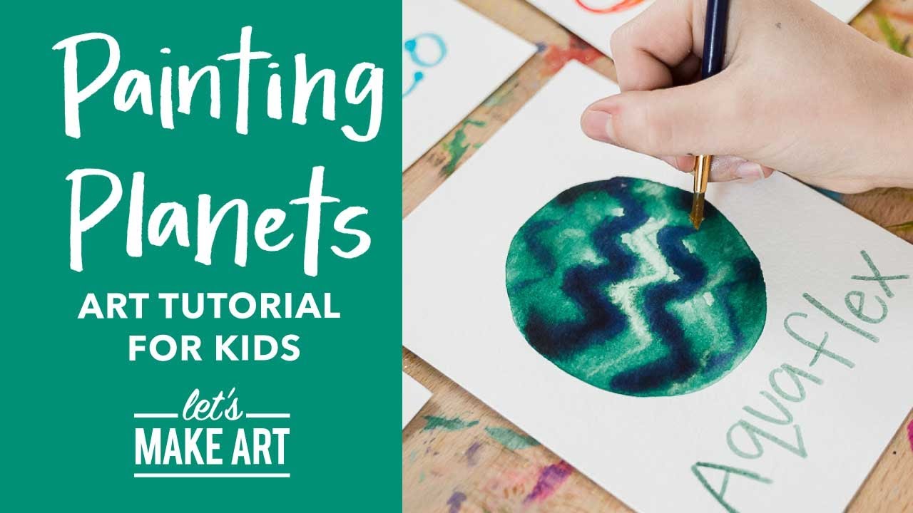 Painting Planets 🪐 Watercolor Painting Tutorial for Kids by Nicole M. of Let's Make Art