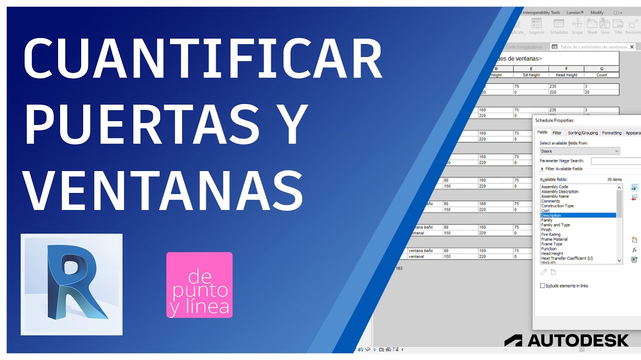 Modelamiento Arquitectónico: Crear tabla de puertas y ventanas, cuantificación de elementos CUBICAR