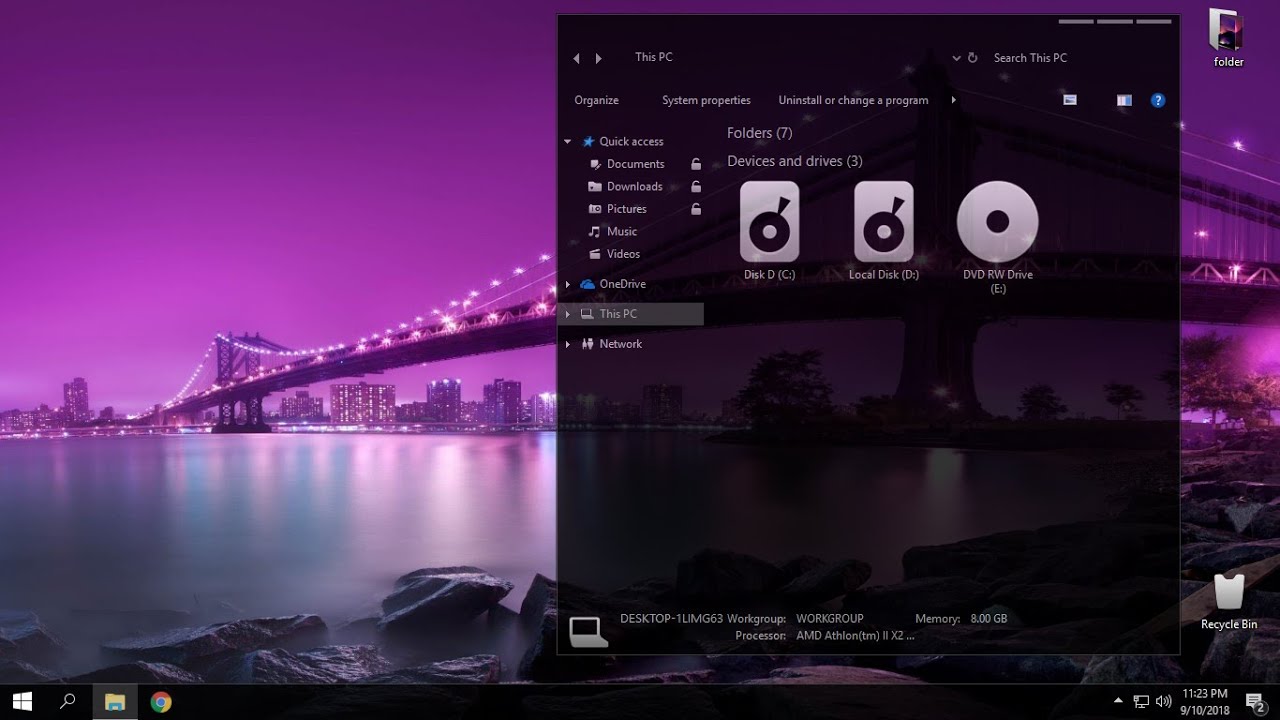 Windows 10 full black glass theme