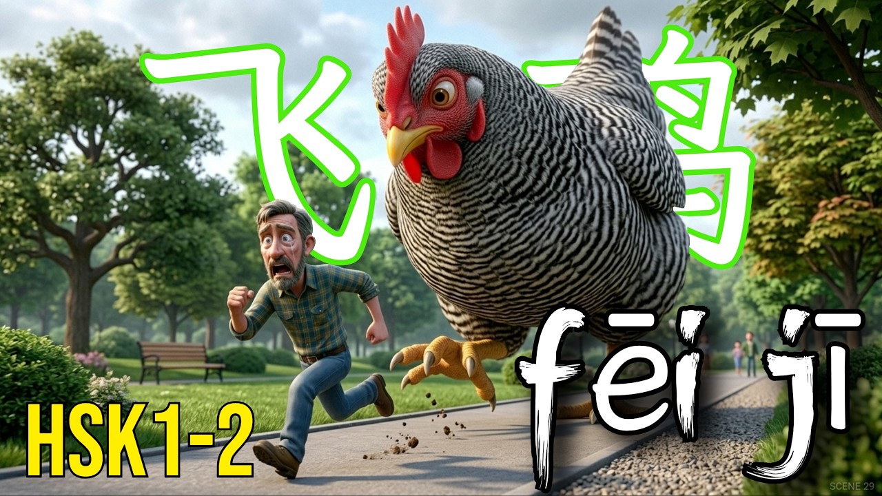 He tried to ride a FLYING CHICKEN?! 🐔✈️ | Chinese Beginner HSK1-2 Story
