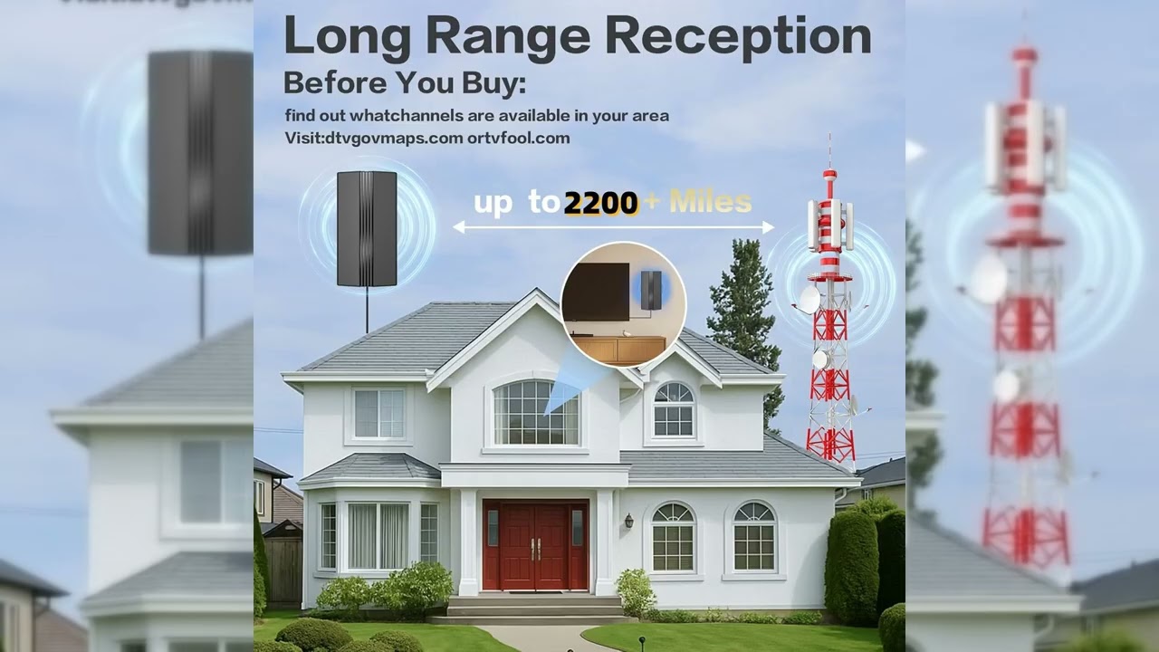 2026 TV Antenna for Smart TV, 2200+ Miles Range, 360° Reception, Indoor/Outdoor - B0G4QW2B6Y