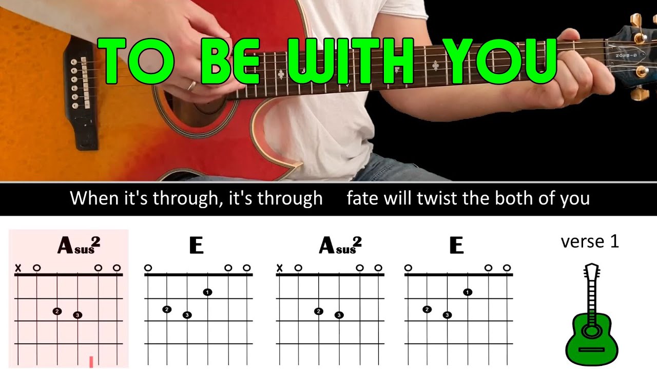 TO BE WITH YOU - Mr. Big - Guitar lesson - Acoustic guitar (with chords & lyrics)