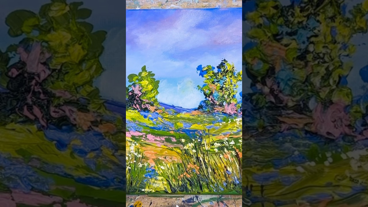 Easy acrylic palette knife landscape painting 🖼️