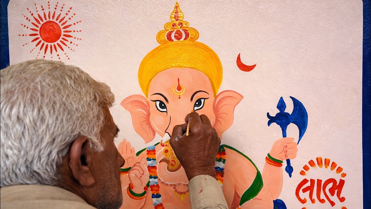 Ganpati painting Shubh Vivah | how to draw Ganesha | शुभ विवाह | विवाह पेंटींग | marriage painting