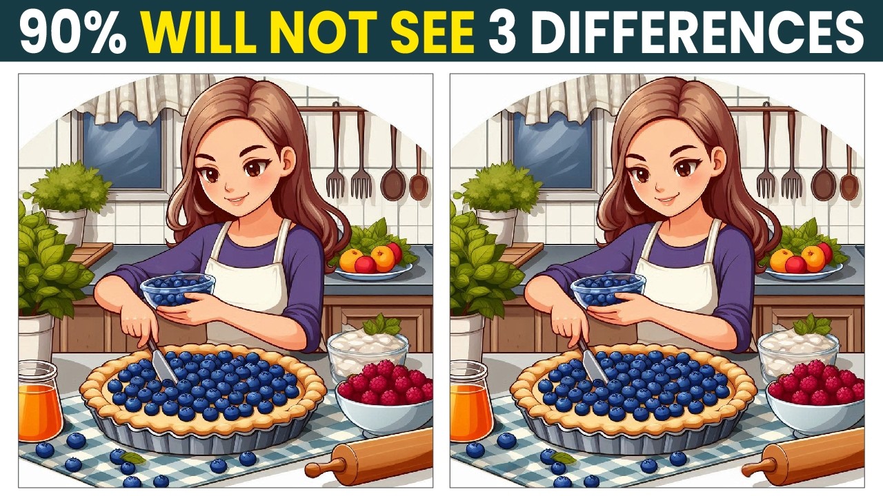 Spot the Difference: Brain Teaser! Test Your Mind! National Blueberry Day