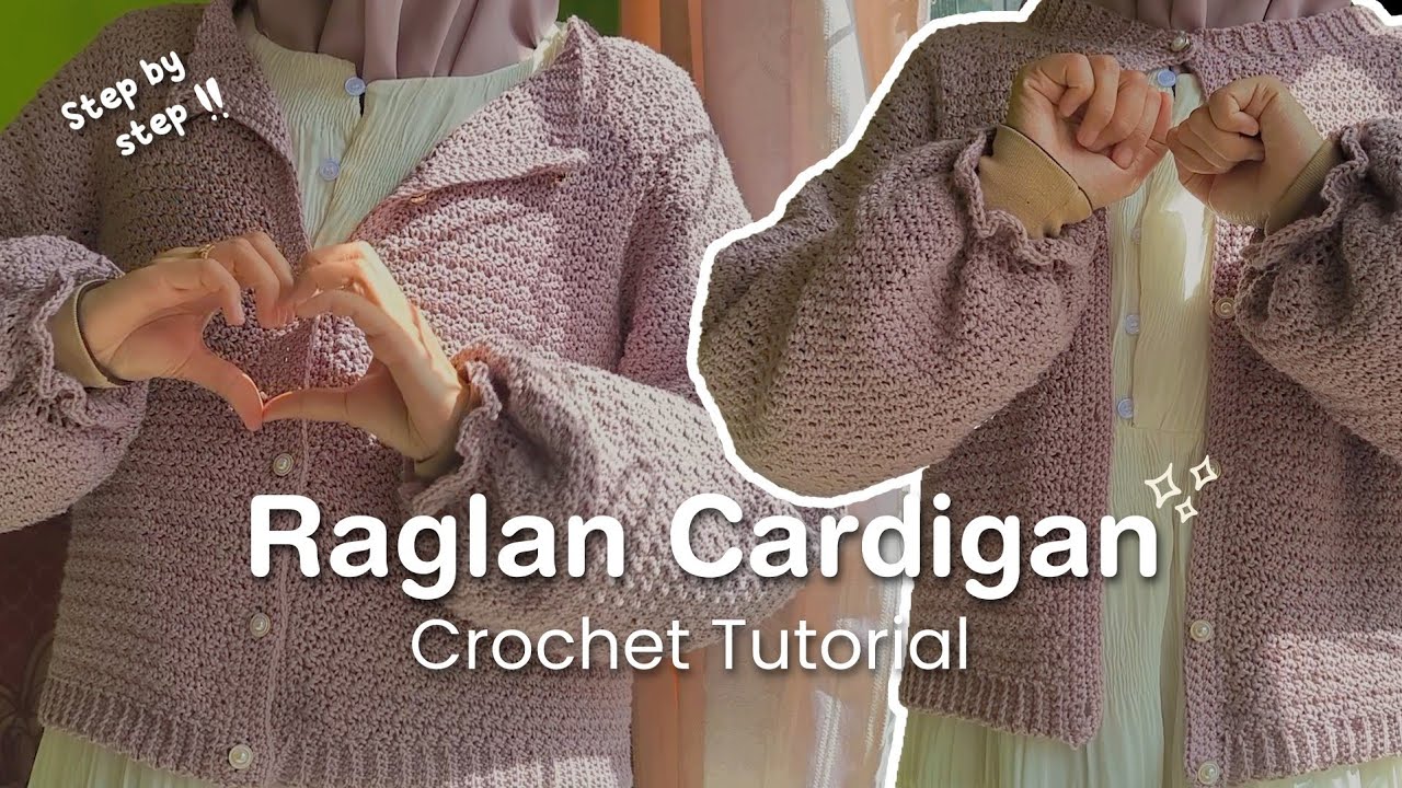 Crochet Cute Raglan Cardigan Tutorial | Step by step | Engsub | Lemon peel stitch