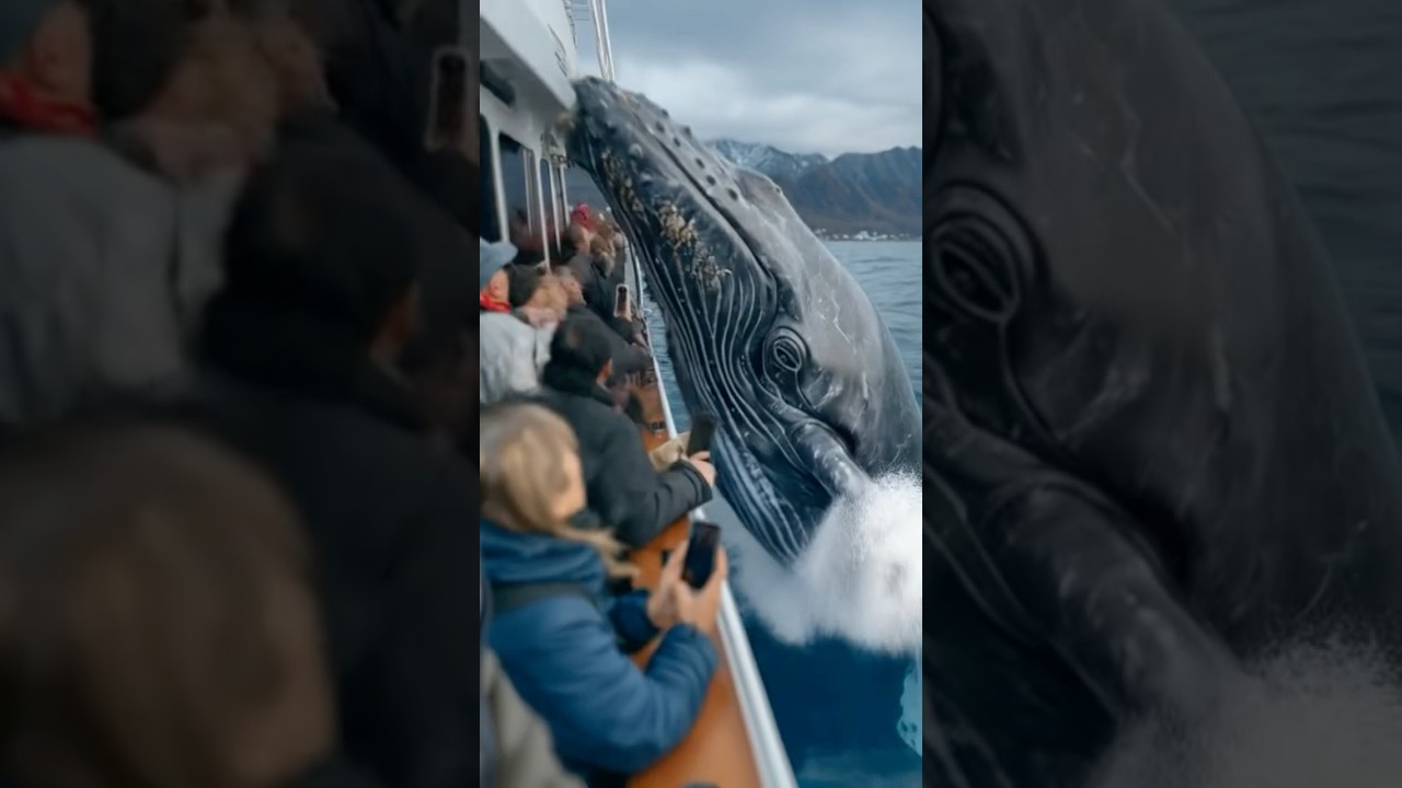 🐋 Whale Jumps Onto Tourist Boat in Alaska! 🚢😱 #Whale #Alaska #Boat