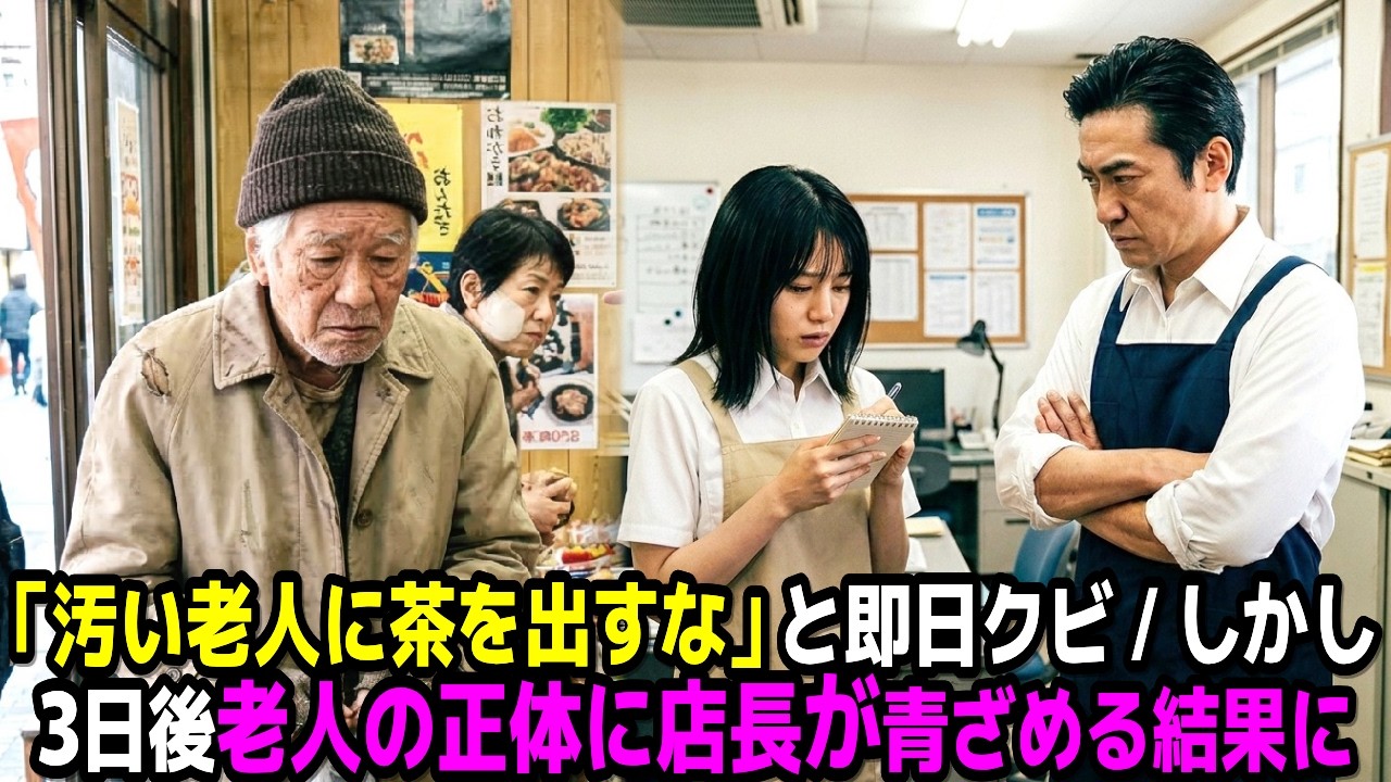 「汚い老人に茶を出すな」と即日クビ。 30分後、老人の正体を知り店長が顔面蒼白に…