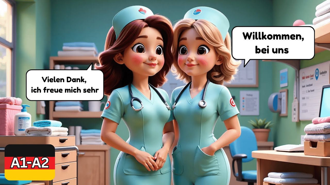 Einfache Deutsche Gespräche für Anfänger | A1-A2 | Vorstellungsgespräch in der Pflege