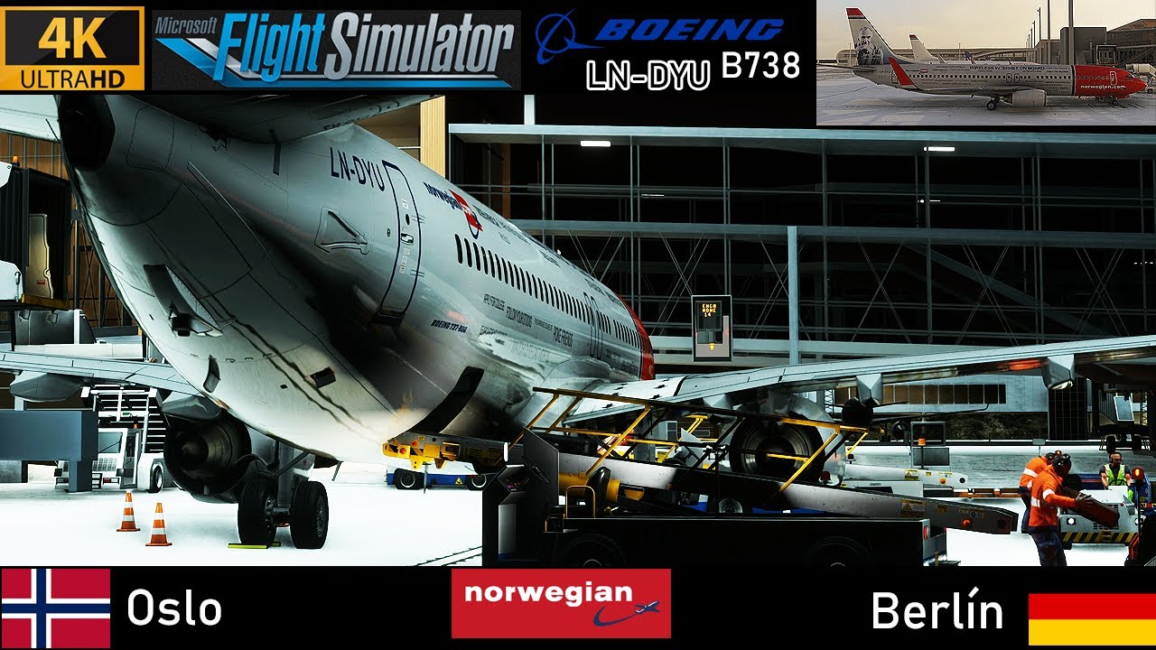 [4K] Oslo to Berlín  Norwegian B738 [LN-DYU] Full Flight | MSFS 2020