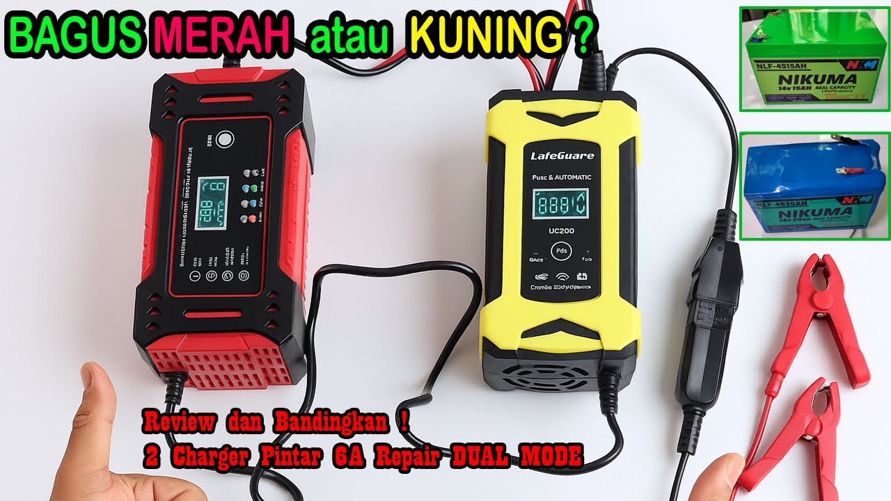 Review Smart Charger AKI 6A dengan Feature Repair dual Mode untuk Cas Batere Sprayer Merah Kuning
