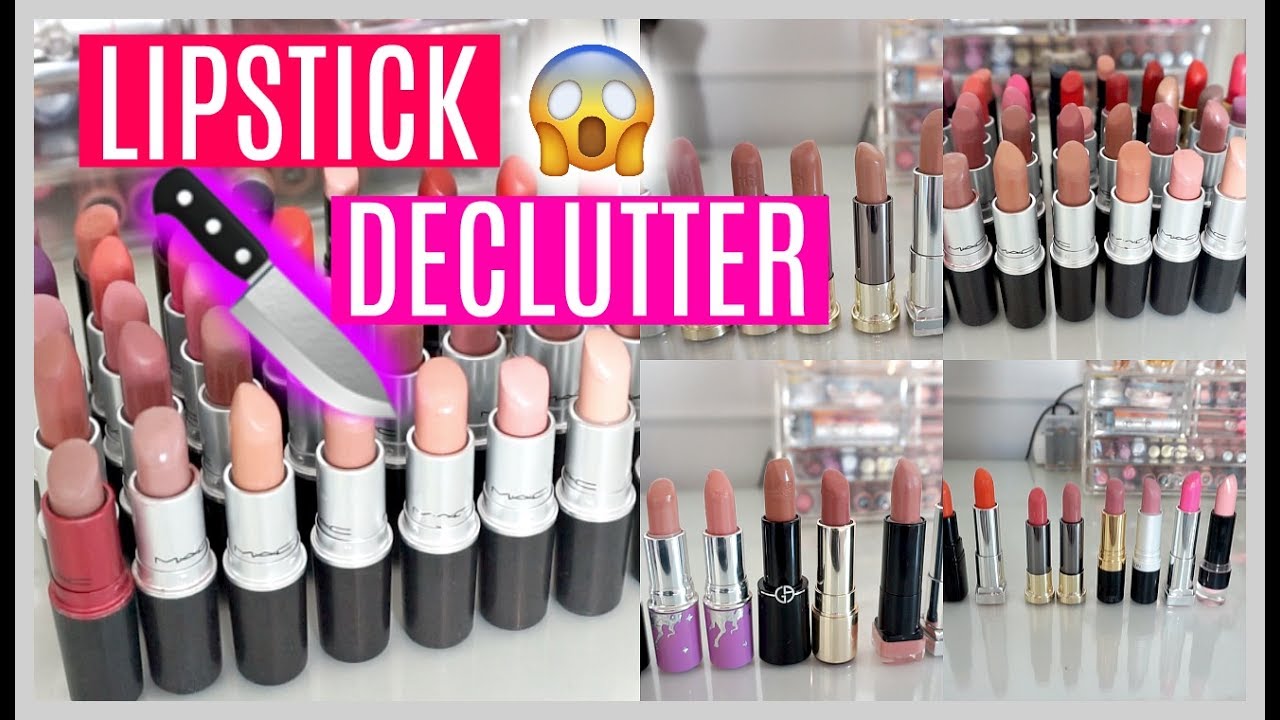HUGE MAKEUP DECLUTTER! 😲- LIPSTICKS // Sanne Skar
