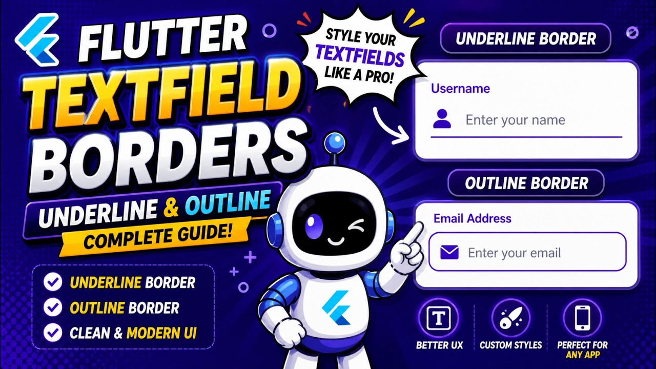 FLUTTER ANDROID -  TEXT FIELD UNDERLINE AND OUTLINE BORDER || TUTORIAL