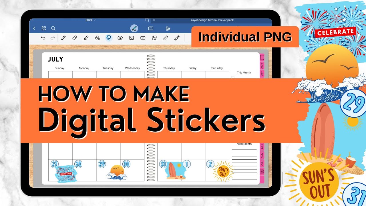 How To Make Digital Stickers in Canva | Summer Stickers - Individual PNG || kayohdesign