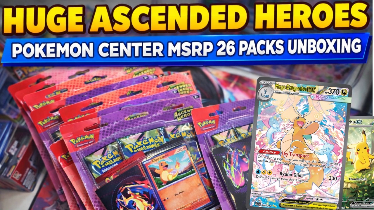 ASCENDED HEROES 26 MSRP PACK RIP… WE PULLED THE SIR CHASE 😱🔥 (POKEMON CENTER LUCK)