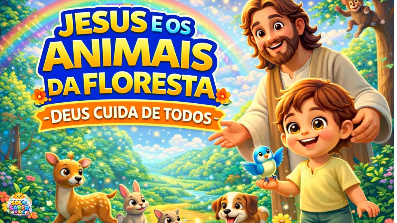 🎵 Jesus e os Animais da Floresta 🌳🐒 | Deus Cuida de Todos | Música Infantil Cristã