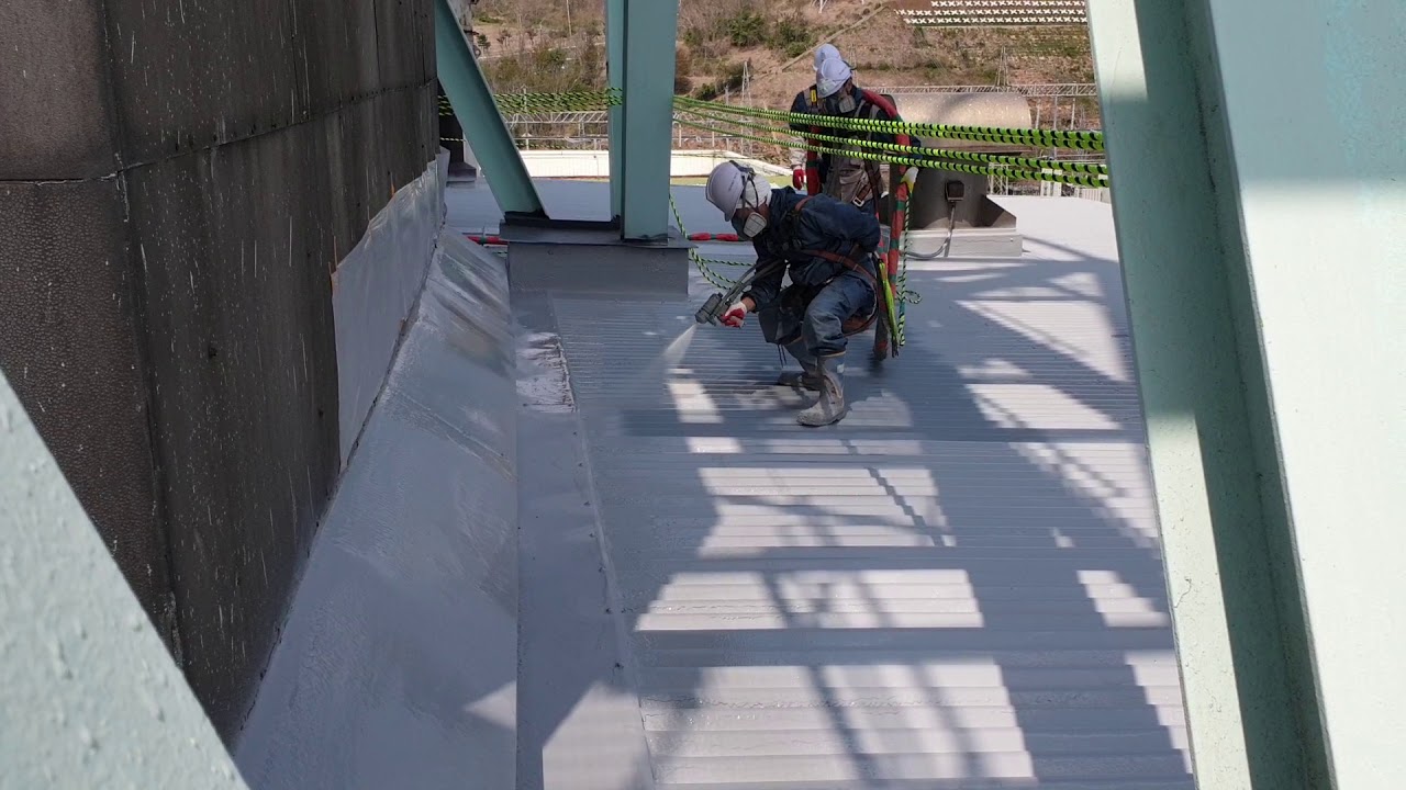 Polyurea coating on steel roof with super primer.