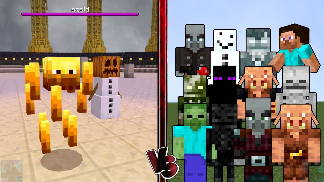 BLAZE + SNOW GOLEM vs ALL MOBS (Minecraft Bedrock Mob Battle)