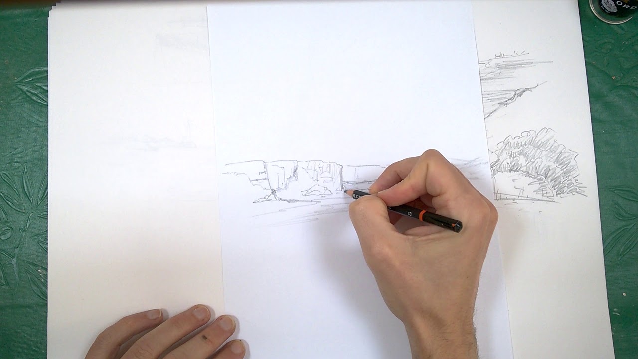 Drawing rocky terrain