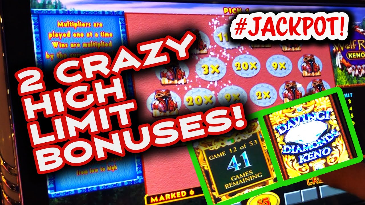 High Limit Davinci Diamonds and Wolf Run KENO Bonuses! #Jackpot #KENONATION