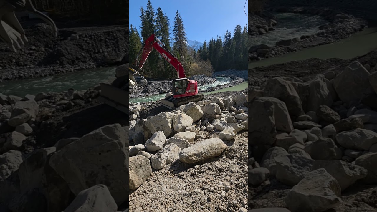 CAT 325 Next Gen #caterpillar #excavator #drone #river #nature #einsatz #schweiz @caterpillarinc