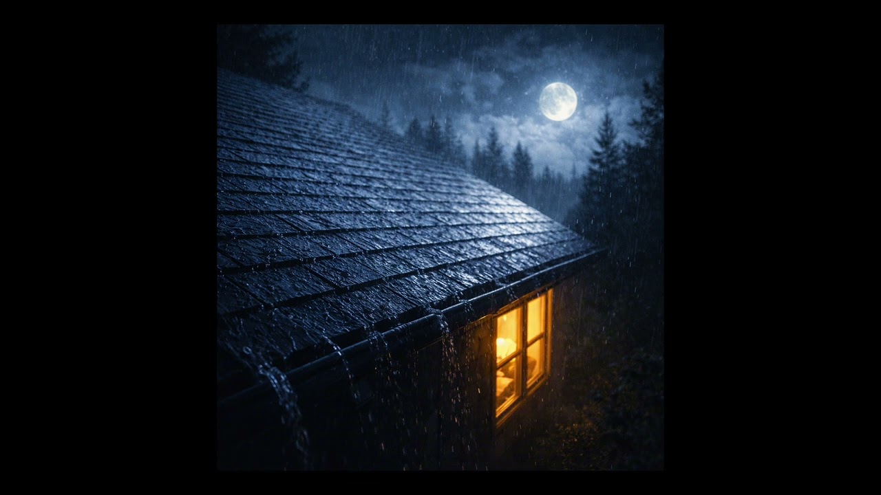 Rain on Rooftop at Night 🌧 Cozy Indoor Rain Sounds for Deep Sleep (1 Hour)