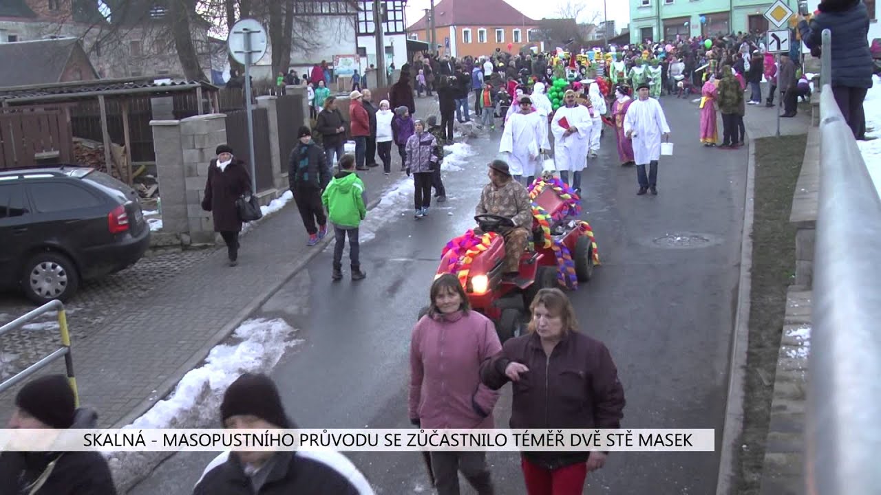 Skalná: Masopustního průvodu se zúčastnilo téměř dvě stě masek (TV Západ)