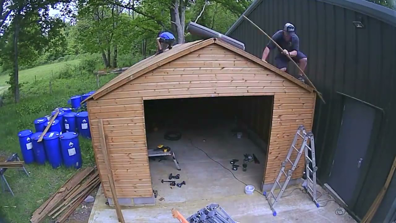 14'x 28' timber workshop build, sat on single course of blocks