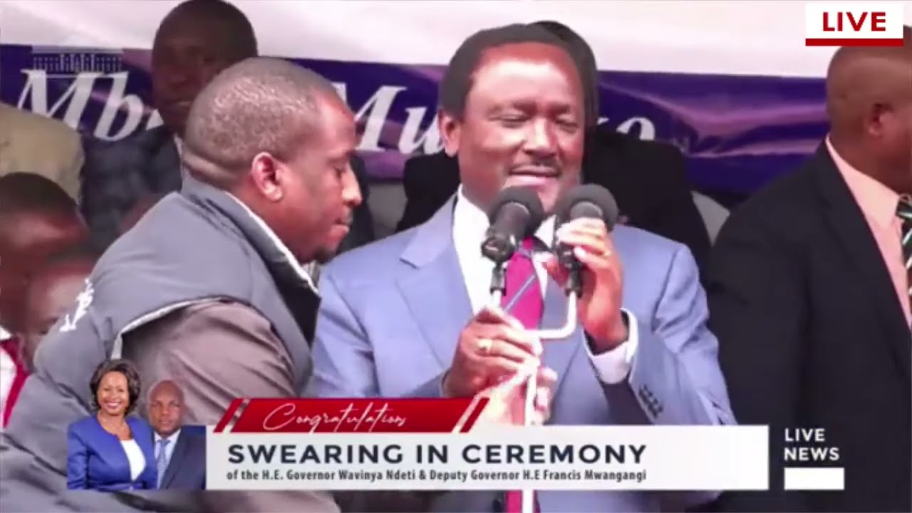 KALONZO  fighting with Alfred Mutua  that shamed the whole crowd  in Machakos in Wavinya's swearing-
