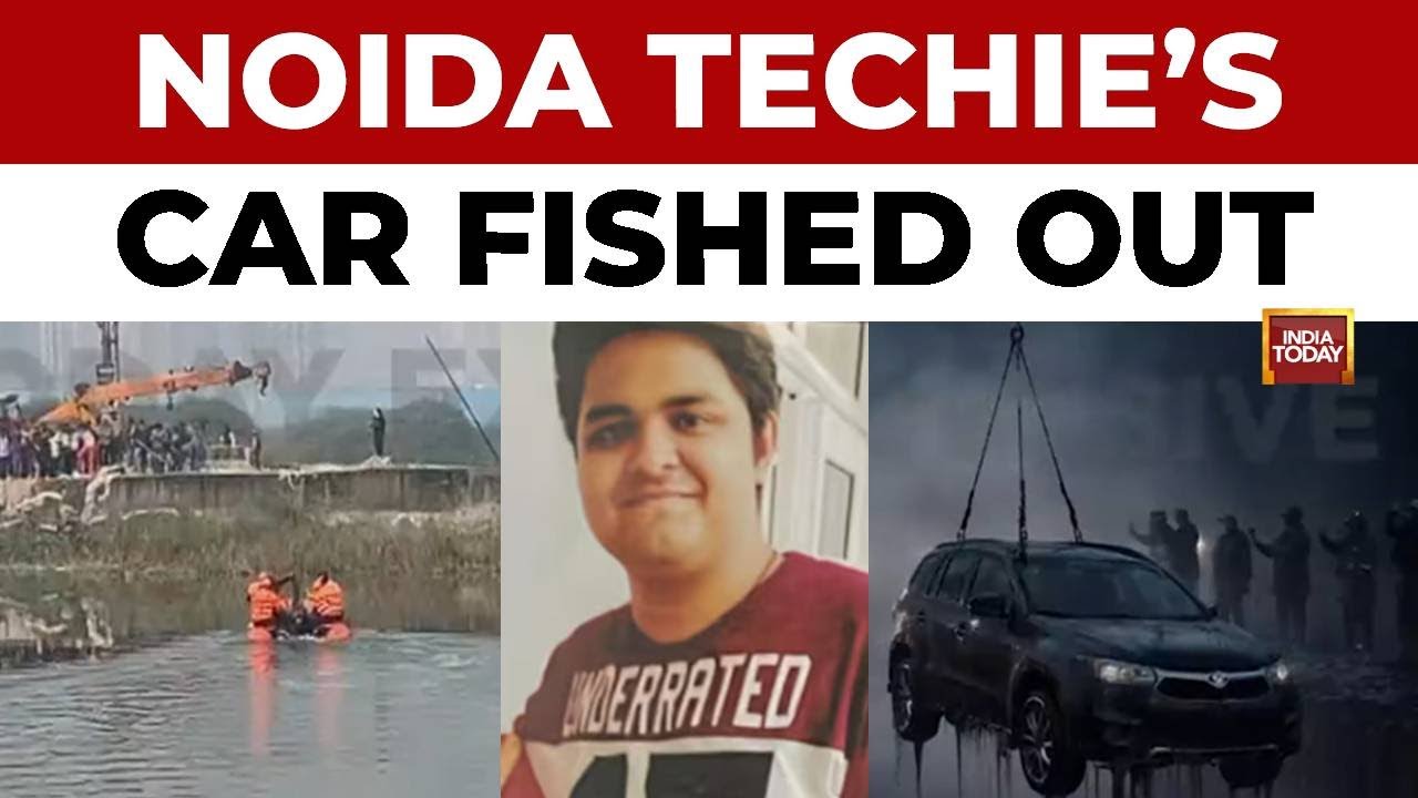 Noida Techie Yuvraj Mehta's Car Fished Out Of Swamp 3 Days After Fatal Accident In Sector 150