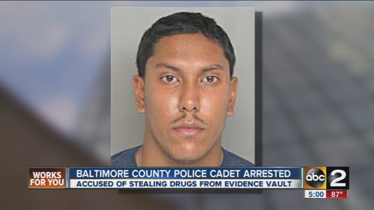 Baltimore County police cadet arrested for raiding evidence locker of drugs