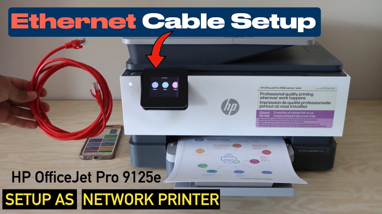 Настройка кабеля Ethernet для HP OfficeJet Pro 9125e (установка сетевого принтера) Беспроводная п...