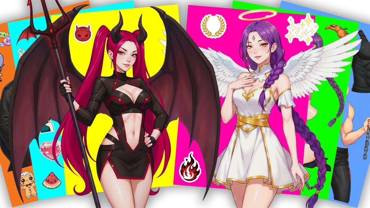 Devil HUNTRIX MIRA vs Angel HUNTRIX RUMI | KPOP DEMON HUNTERS | Sticker Book DIY