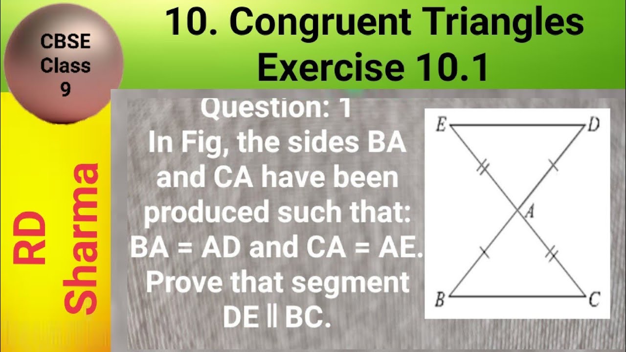 The sides BA and CA have been produced such that: BA = AD and CA = AE. Prove that segment DE ∥ BC.