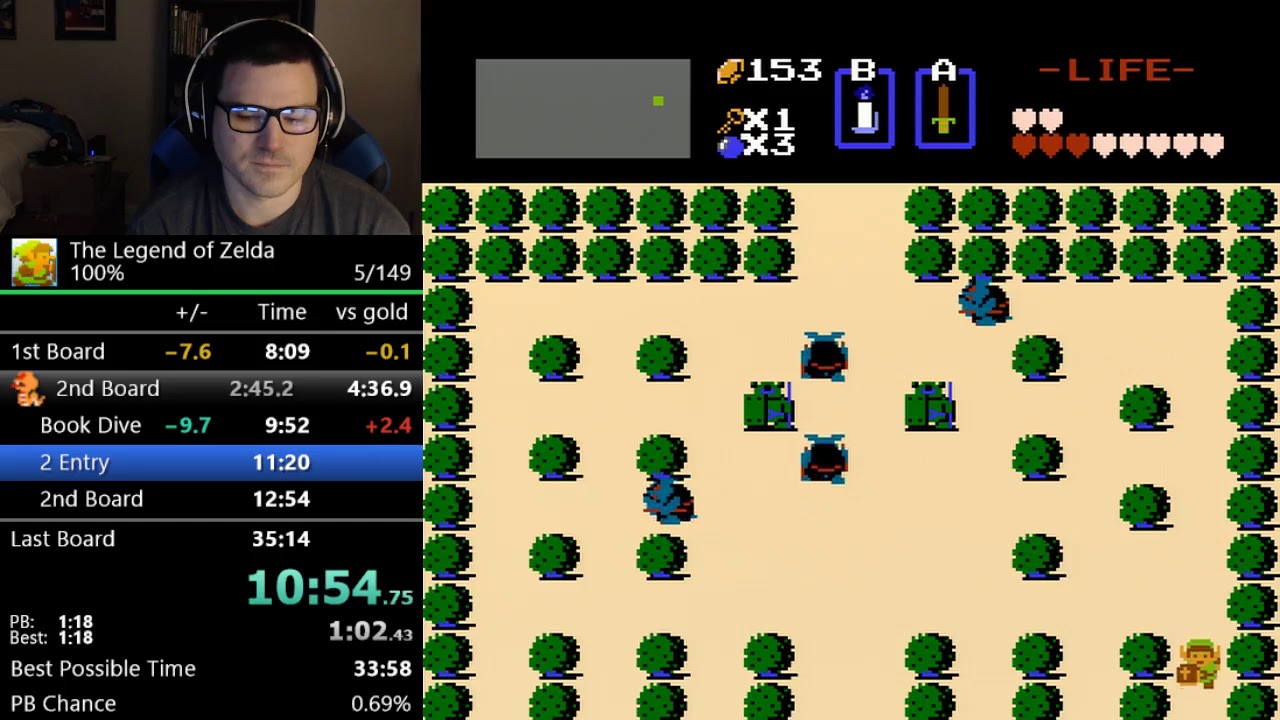 (34:51) The Legend of Zelda - 100% First Quest speedrun (former world record)