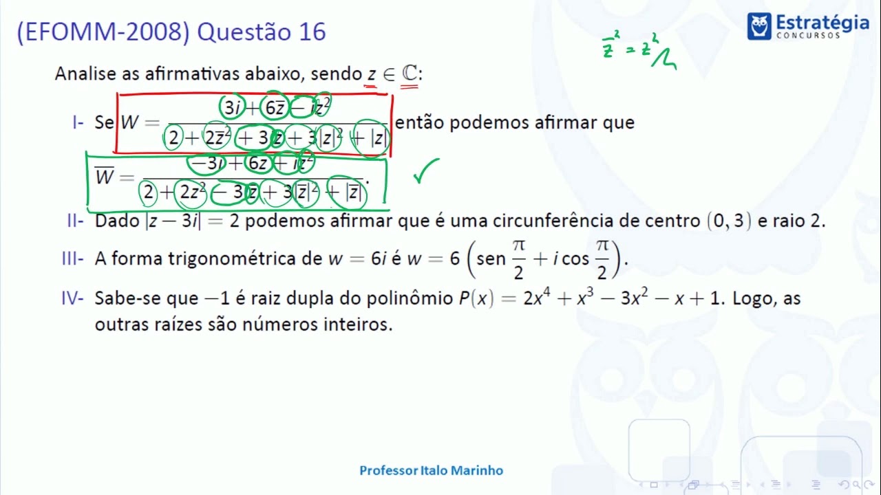 04   Resolução de Questões   Números complexos   EFOMM 12 ~ 17