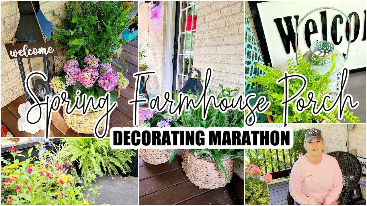 SPRING FARMHOUSE PORCH DECORATING MARATHON / SPRING 2025 FRONT PORCH IDEAS / ROBIN LANE LOWE
