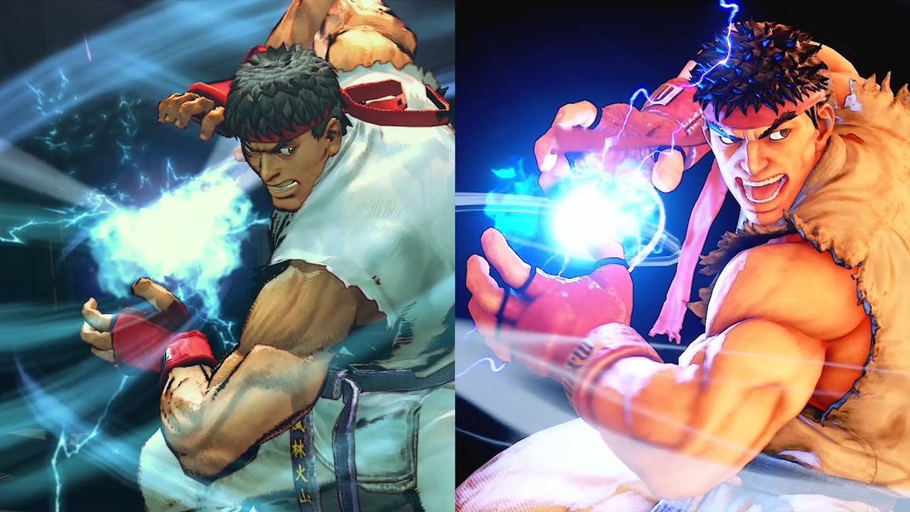 USF4 Metsu Hadoken and SFV Shinku Hadoken Side by Side Comparison