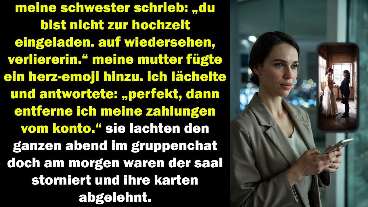 meine schwester lud mich nicht zur hochzeit ein – am nächsten morgen waren ihre karten gesperrt